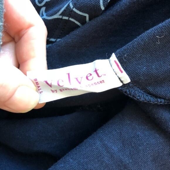 Anthropologie Velvet Blue Floral Tunic Top Size S - Picture 6 of 7